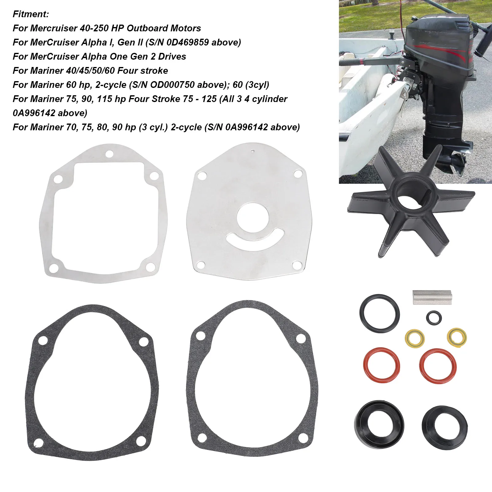 Water Pump Impeller Repair Kit 47 43026Q06 Rugged Reliable Water Pump Impeller Kit for Mercruiser One Gen 2
Water Pump Impeller Repair Kit 47 43026Q06 Rugged Reliable Water Pump Impeller Kit for Mercruiser One Gen 2