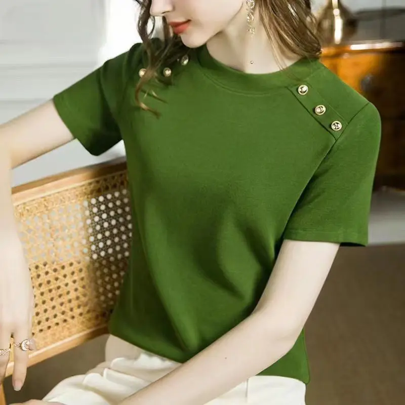 Women Clothing Summer Trend Fashion Simplicity Solid Color O-neck Short Sleeve T-Shirt Women's Casual All-mat Temperament Tops
Women Clothing Summer Trend Fashion Simplicity Solid Color O-neck Short Sleeve T-Shirt Women's Casual All-mat Temperament Tops
