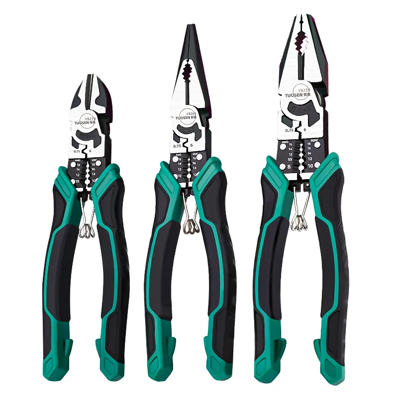 OEM Multi-Functional Electrical Pliers Industrial Grade DIY Wire Stripping Cutting Crimping Tools with Serrated Jaw Surface
OEM Multi-Functional Electrical Pliers Industrial Grade DIY Wire Stripping Cutting Crimping Tools with Serrated Jaw Surface
