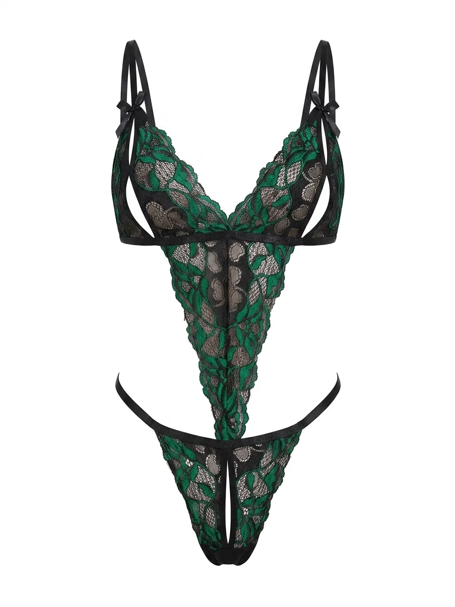 Lace Lingerie Bodysuit for Women, Green Floral Sheer Mesh Teddy for Valentine's Day Date Night
Lace Lingerie Bodysuit for Women, Green Floral Sheer Mesh Teddy for Valentine's Day Date Night