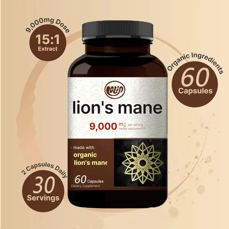 Lion Mane Mushroom Supplement 9000mg 60 Capsules Cognitive Brain Function & Immune Health Support Non-GMO
Lion Mane Mushroom Supplement 9000mg 60 Capsules Cognitive Brain Function & Immune Health Support Non-GMO
