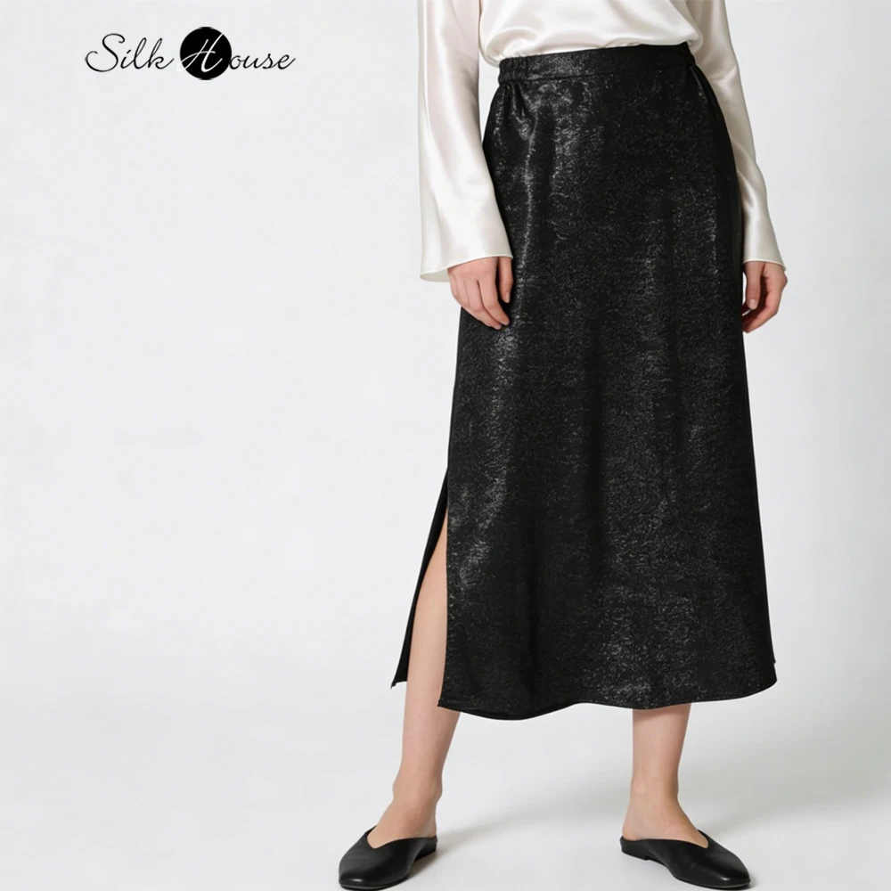 Женская модная одежда 2026: Сверкающая черно-золотая юбка-труба с разрезом, из смесового шелка тутового шелкопряда (43%), с эластичной талией
Женская модная одежда 2026: Сверкающая черно-золотая юбка-труба с разрезом, из смесового шелка тутового шелкопряда (43%), с эластичной талией