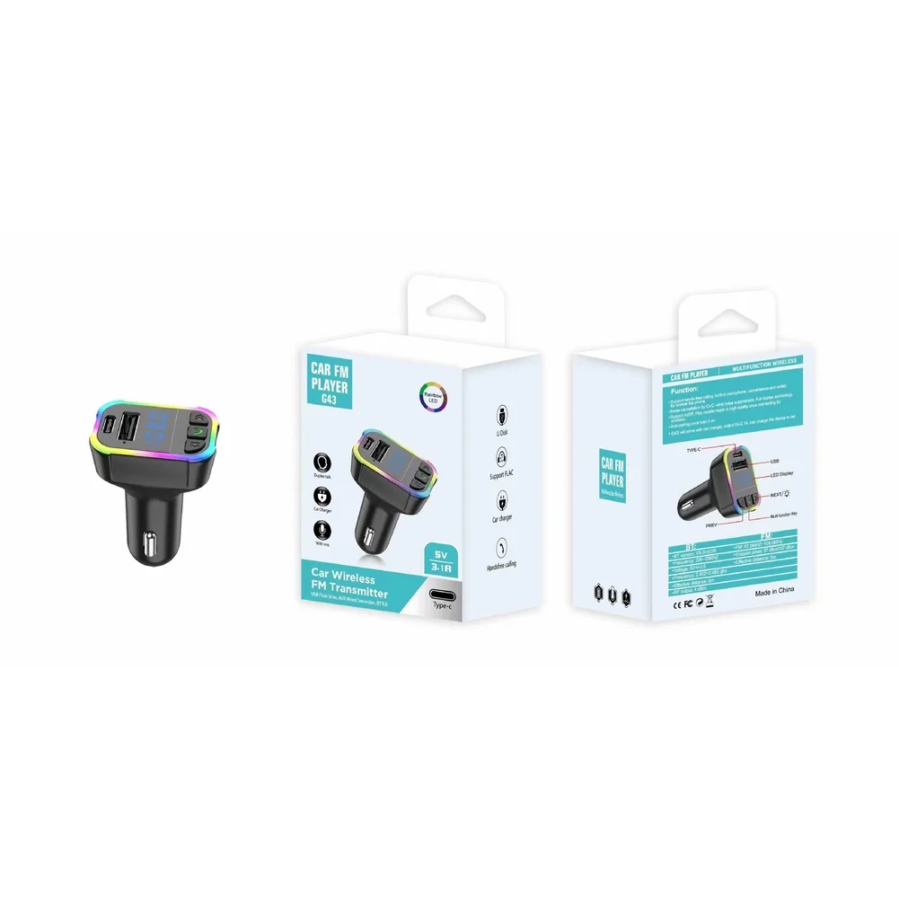 Car Wireless FM Transmitter Dual USB Ports 31A Fast Charging Supports MP3 WMA USB TF Card Music Playback Stereo
Car Wireless FM Transmitter Dual USB Ports 31A Fast Charging Supports MP3 WMA USB TF Card Music Playback Stereo
