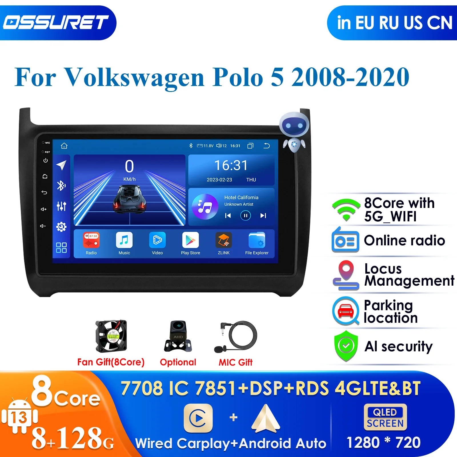 4G-LTE 9" Android for Volkswagen POLO 2010-2020 Car Radio Multimedia Video Player GPS 2din Carplay Stereo DSP Head Unit RDS BT
4G-LTE 9" Android for Volkswagen POLO 2010-2020 Car Radio Multimedia Video Player GPS 2din Carplay Stereo DSP Head Unit RDS BT