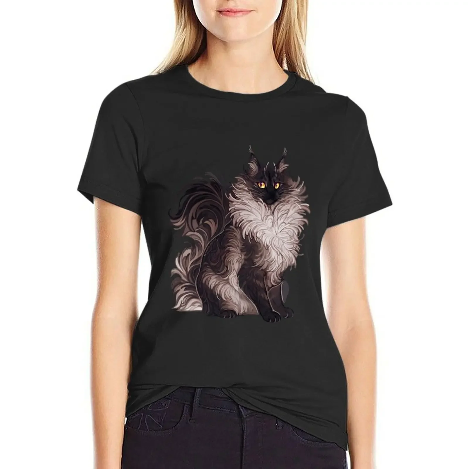 Black and white cat T-Shirt lady clothes plain hippie clothes animal print t shirts for Womens
Black and white cat T-Shirt lady clothes plain hippie clothes animal print t shirts for Womens