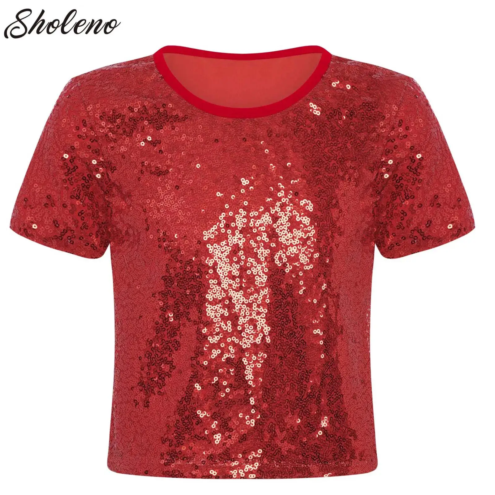 T-shirts Kids Girls Jazz Dance Tops Fashion Children's Clothes Sparkling Sequin Crop Top Short Sleeve T-shirt Hip Hop Dancewear
T-shirts Kids Girls Jazz Dance Tops Fashion Children's Clothes Sparkling Sequin Crop Top Short Sleeve T-shirt Hip Hop Dancewear