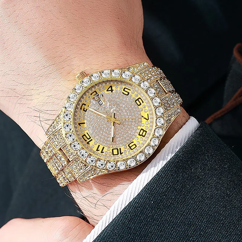 Ice Out Hot Selling Full Diamond Dial Iced Out Alloy Decoration Quartz Watch Men Luxury Hip Hop Men Watches Male Classic Clock
Ice Out Hot Selling Full Diamond Dial Iced Out Alloy Decoration Quartz Watch Men Luxury Hip Hop Men Watches Male Classic Clock