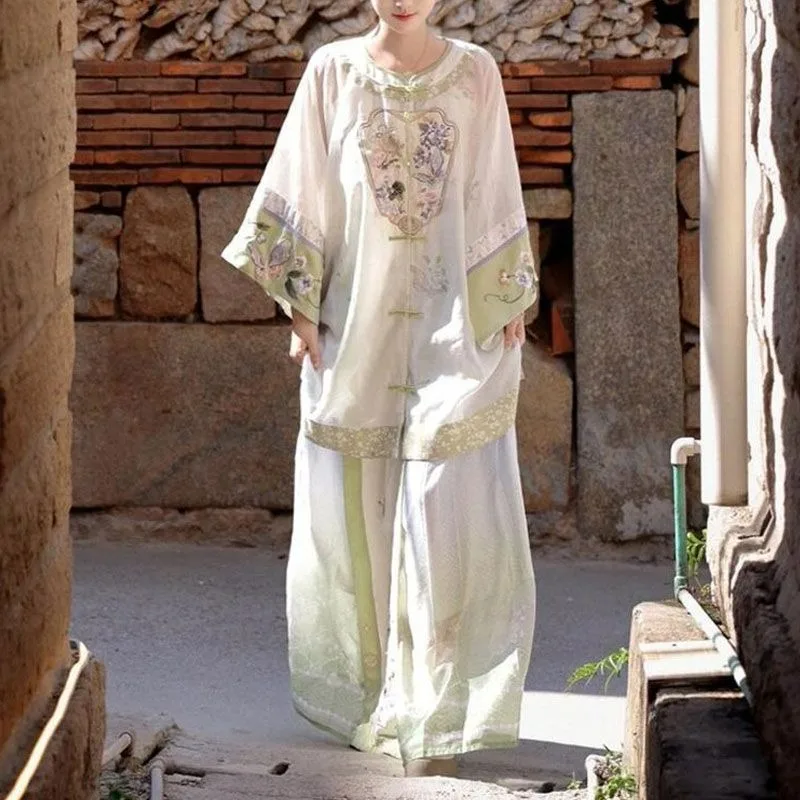 2025 New Summer Han Elements Womens Two Peice Sets Chinese Style Big Sleeve Tops and Improved Horse Face Pants Set
2025 New Summer Han Elements Womens Two Peice Sets Chinese Style Big Sleeve Tops and Improved Horse Face Pants Set