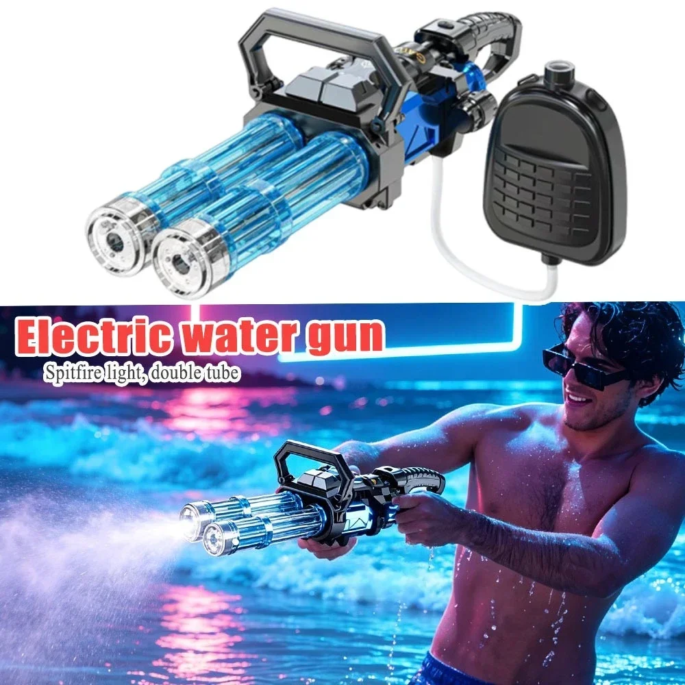 Flame Spray Rotating Dual Gatling Electric Water Blaster LED Light High Power Long Range Automatic Shooting for Beach Party
Flame Spray Rotating Dual Gatling Electric Water Blaster LED Light High Power Long Range Automatic Shooting for Beach Party