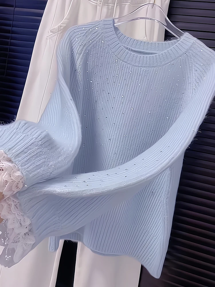 Loose Fit round Neck Knitted Sweater Women's Fashion Lace Patchwork Autumn Winter Comfortable Breathable Stylish Knitwear
Loose Fit round Neck Knitted Sweater Women's Fashion Lace Patchwork Autumn Winter Comfortable Breathable Stylish Knitwear