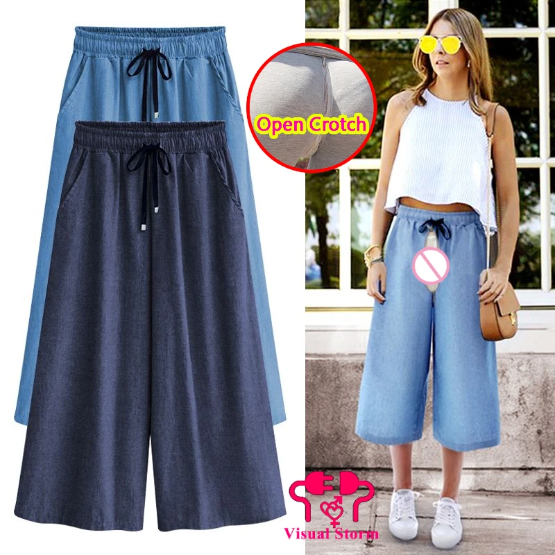 Woman Summer Open Crotch Pants Wide Leg Outdoor Easy Fashion Hidden Zipper Loose Crop Hot Pants Casual Jeans Crotchless Capris
Woman Summer Open Crotch Pants Wide Leg Outdoor Easy Fashion Hidden Zipper Loose Crop Hot Pants Casual Jeans Crotchless Capris