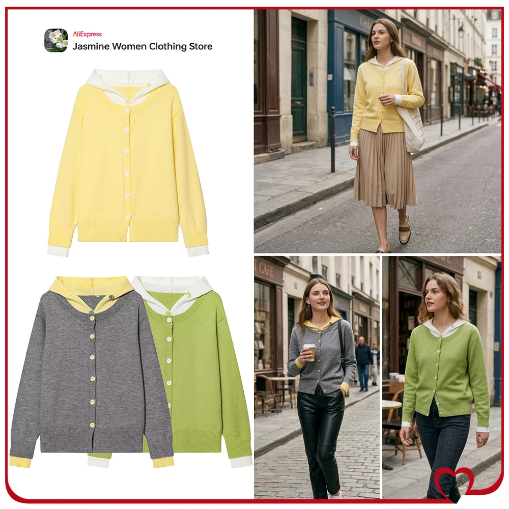 New in Contrasting Hooded Knit Cardigan for Women Spring & Autumn Knit Hoodies with Contrast Buttons and Cuffs Fashion Knitwears
New in Contrasting Hooded Knit Cardigan for Women Spring & Autumn Knit Hoodies with Contrast Buttons and Cuffs Fashion Knitwears
