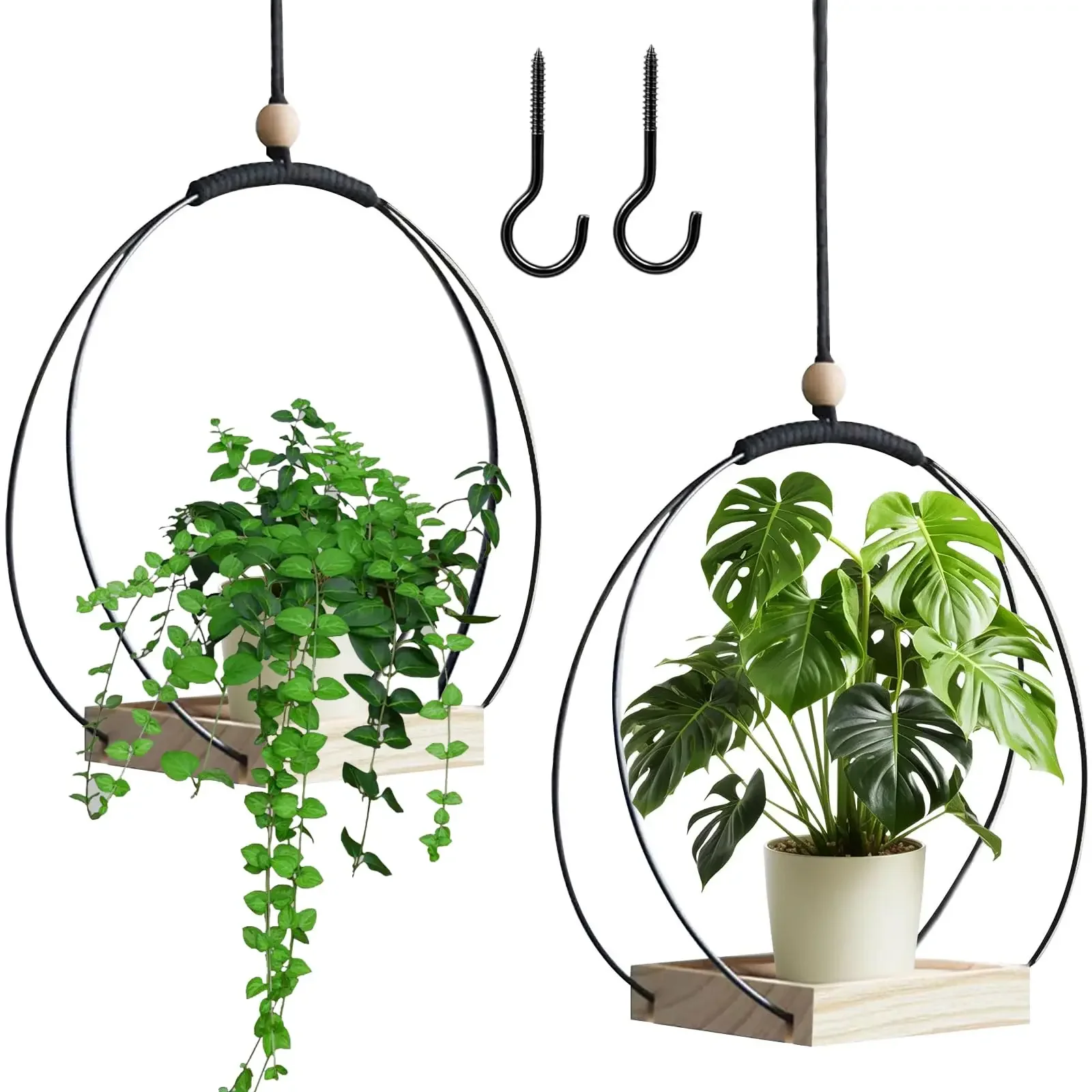 Hanging Baskets Indoor Metal Ring with Wooden Base, Hanging Pot for Plants, Hanging Flower Pot, Hanging Basket Flowers
Hanging Baskets Indoor Metal Ring with Wooden Base, Hanging Pot for Plants, Hanging Flower Pot, Hanging Basket Flowers