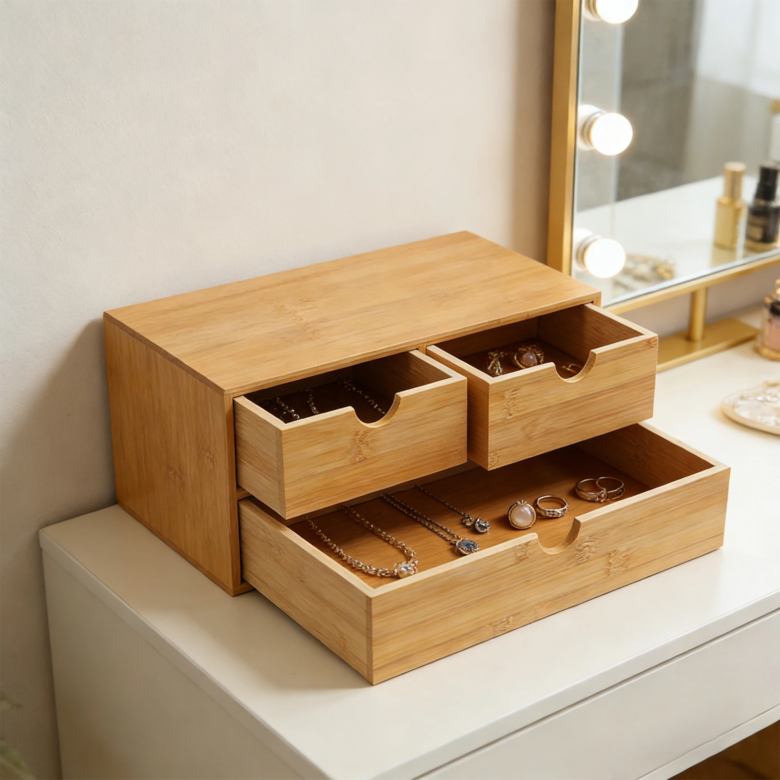 Desk Organizer, Bamboo Desk Organizer with 3 Drawers, Natural Bamboo, Raw Wood Color, Desktop Storage Box, for Office, Home, Kitchen, Bathroom, Bills, Business Cards, Cosmetics, Decorative Organizer, Multi-Functional Desk Accessories, 33cm Length
Desk Organizer, Bamboo Desk Organizer with 3 Drawers, Natural Bamboo, Raw Wood Color, Desktop Storage Box, for Office, Home, Kitchen, Bathroom, Bills, Business Cards, Cosmetics, Decorative Organizer, Multi-Functional Desk Accessories, 33cm Length