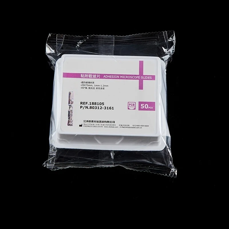 Laboratory Super White Adhesion Glass Slide 188105 with Positively Charged Anti-Detachment
Laboratory Super White Adhesion Glass Slide 188105 with Positively Charged Anti-Detachment