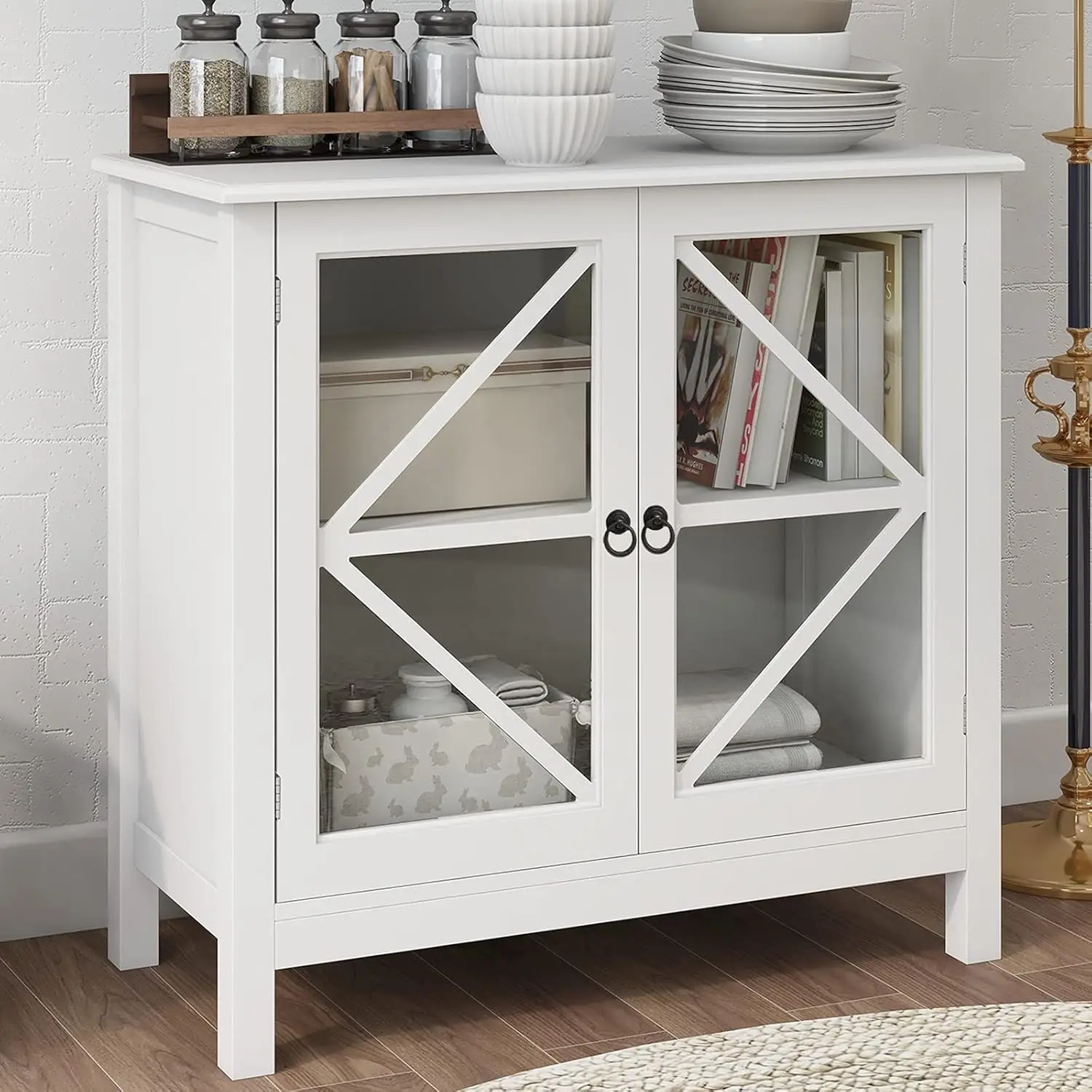RASOO Buffet Cabinet with Double Glass Doors, Espresso (White) - Stylish Storage for Kitchen, Dining Room, and Entryway.
RASOO Buffet Cabinet with Double Glass Doors, Espresso (White) - Stylish Storage for Kitchen, Dining Room, and Entryway.