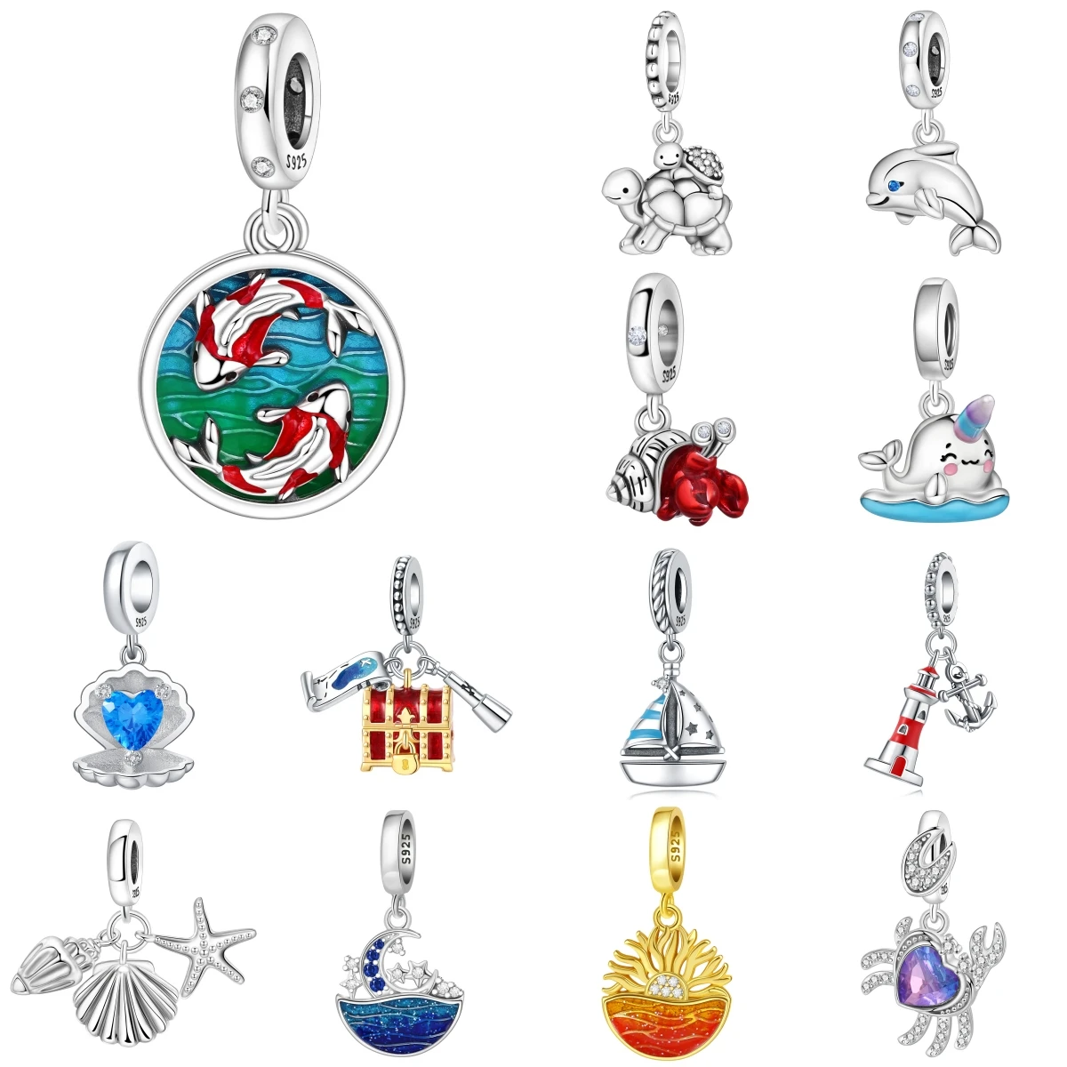 PANPOKI 925 Sterling Silver Lotus Pond Koi Lucky Original Pendants Bracelet Charms Jewelry Party Beads DIY Trendy Gifts
PANPOKI 925 Sterling Silver Lotus Pond Koi Lucky Original Pendants Bracelet Charms Jewelry Party Beads DIY Trendy Gifts