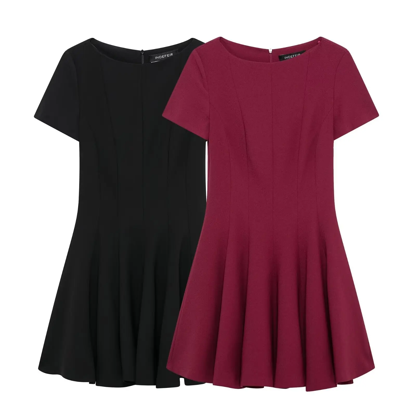Women's Elegant Round Neck Short Sleeve Zipper Solid Color Mini Dress Sexy Retro All-match Casual Slim Pleated Dress
Women's Elegant Round Neck Short Sleeve Zipper Solid Color Mini Dress Sexy Retro All-match Casual Slim Pleated Dress