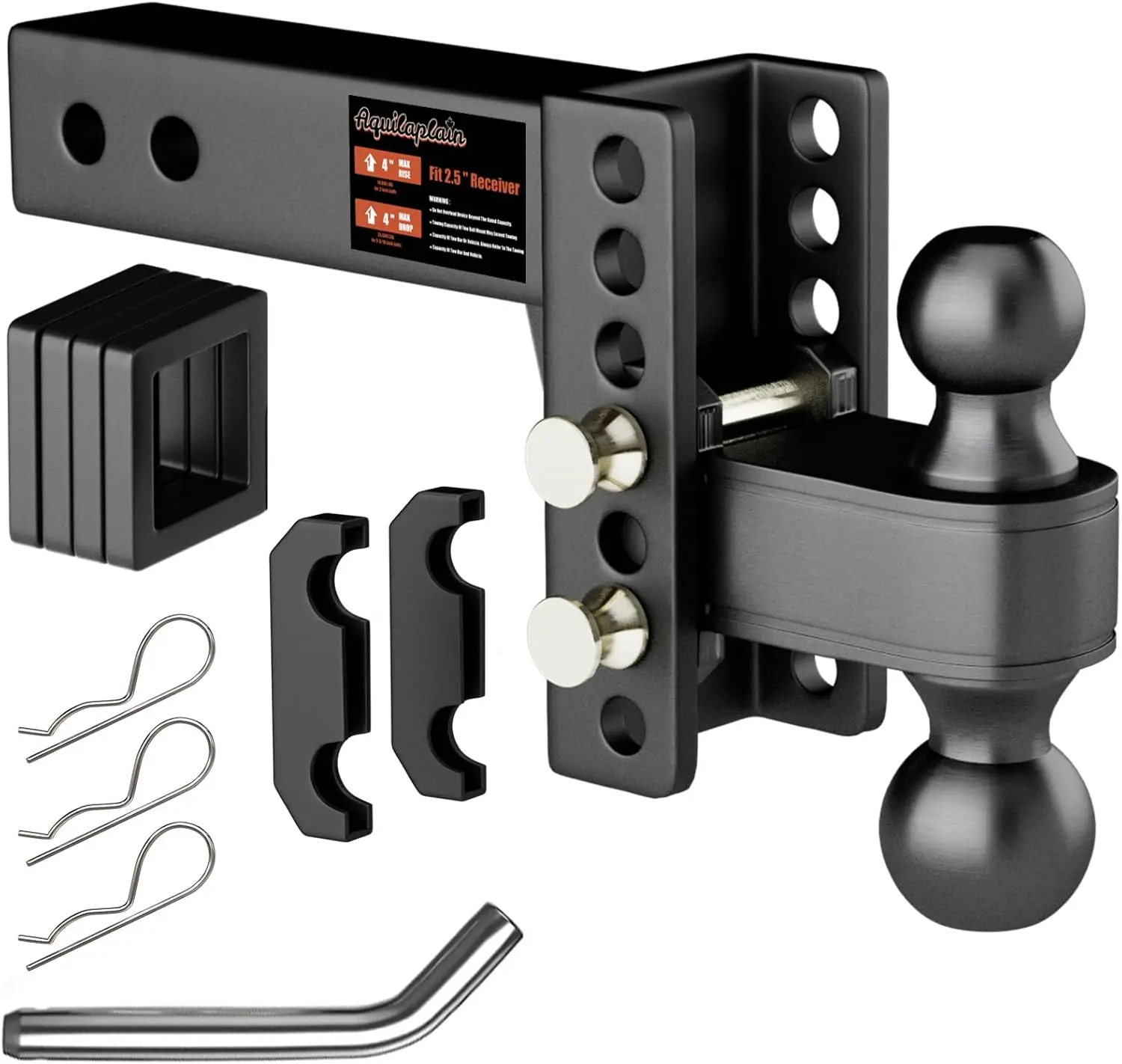 2.5 Inch Adjustable Trailer Hitch with 4" Rise/Drop, Fits 2'' & 2-5/16'' Ball, Heavy Duty 25000 LBS for RVs and Boat Trailers
2.5 Inch Adjustable Trailer Hitch with 4" Rise/Drop, Fits 2'' & 2-5/16'' Ball, Heavy Duty 25000 LBS for RVs and Boat Trailers