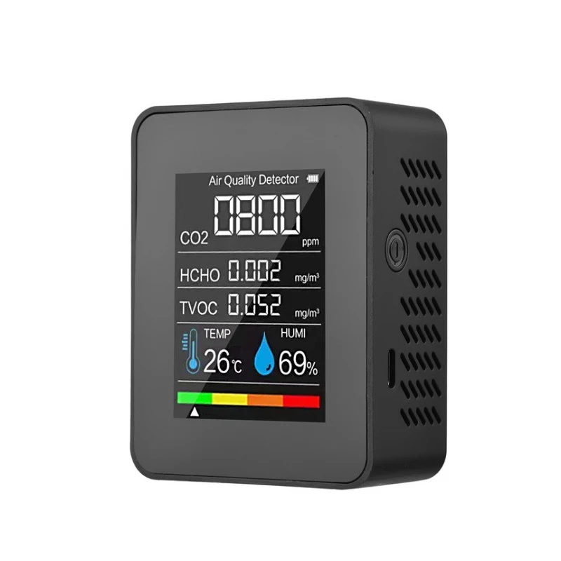Portable Air Quality Monitor Indoor CO2 Detector 5 in 1 Formaldehyde HCHO TVOC Tester for Room Office Greenhouse Warehouse
Portable Air Quality Monitor Indoor CO2 Detector 5 in 1 Formaldehyde HCHO TVOC Tester for Room Office Greenhouse Warehouse