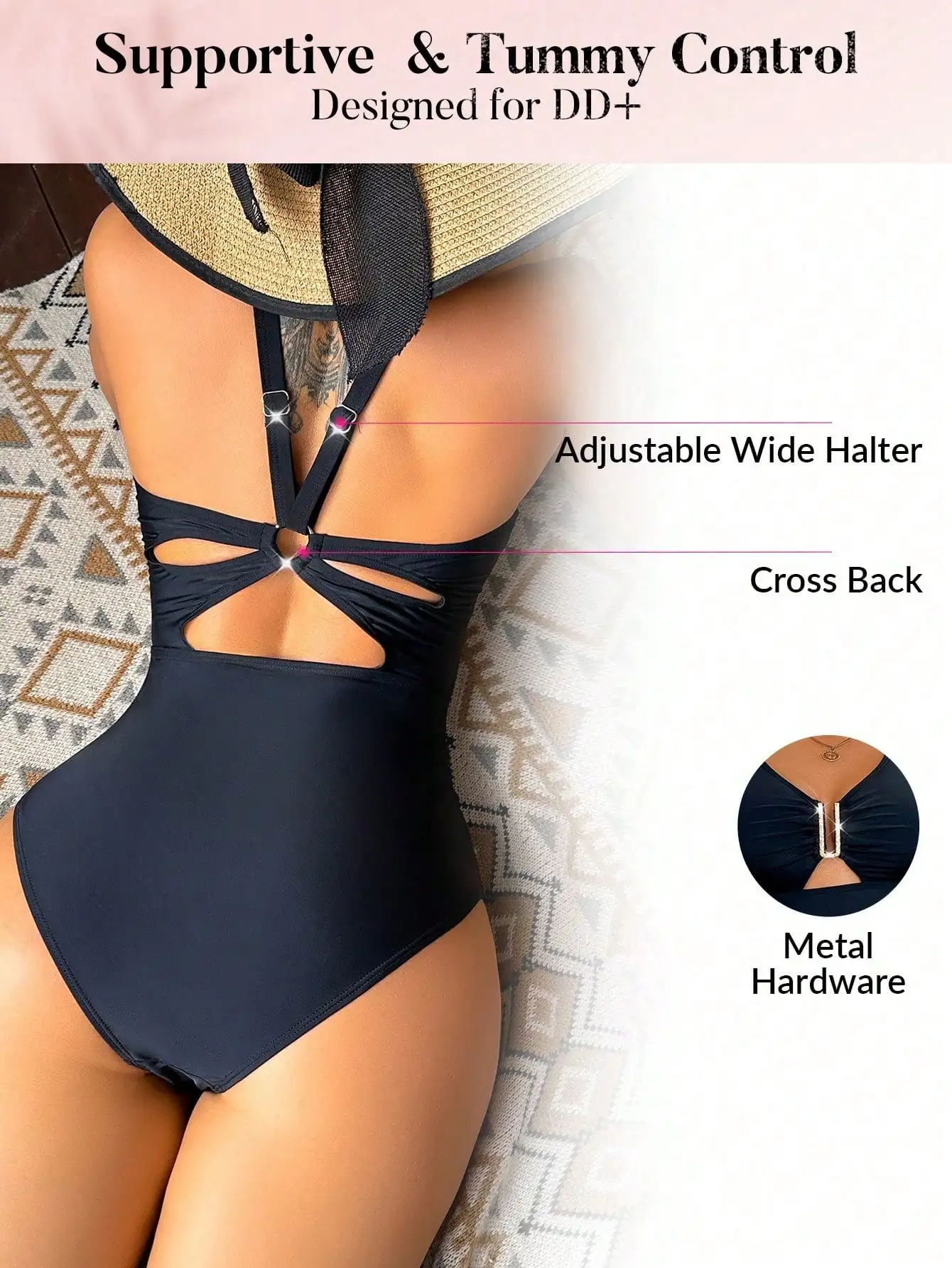 Supportive Tummy Control One Piece Swimsuit For DD+ Women
Supportive Tummy Control One Piece Swimsuit For DD+ Women