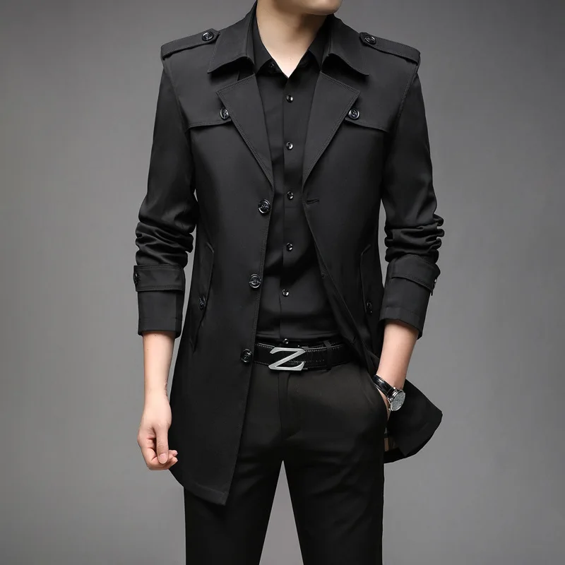 New Spring Men Trench Fashion England Style Long Trench Coats Mens Casual Outerwear Jackets Windbreaker Brand Mens Clothing 2024
New Spring Men Trench Fashion England Style Long Trench Coats Mens Casual Outerwear Jackets Windbreaker Brand Mens Clothing 2024