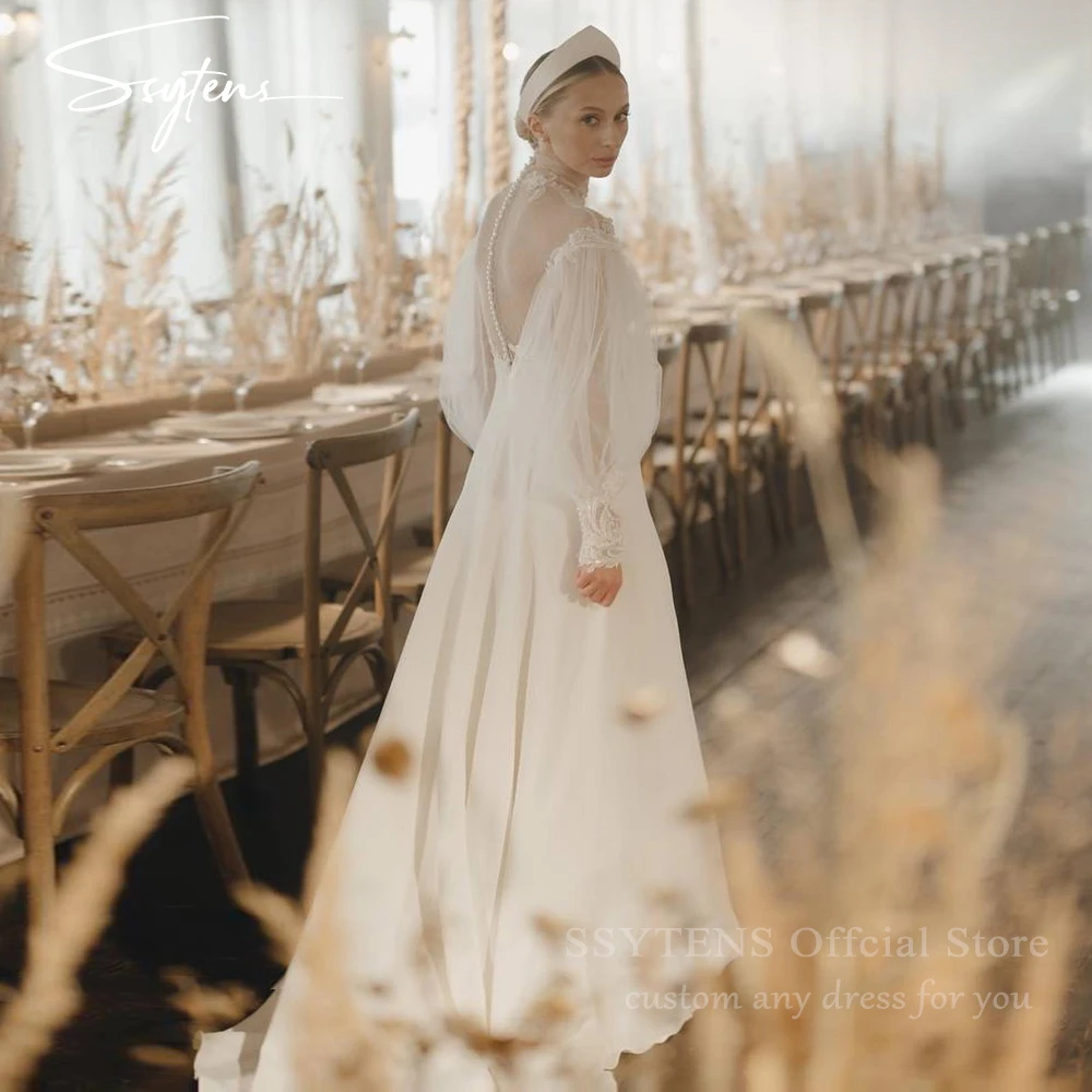 SSYTENS Bohemian Long Sleeves Wedding Dresses Lace Customized High Neck Backless Long Bridal Dress vestido de novia con mangas
SSYTENS Bohemian Long Sleeves Wedding Dresses Lace Customized High Neck Backless Long Bridal Dress vestido de novia con mangas