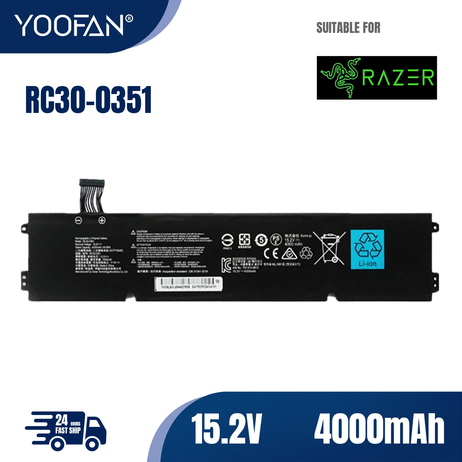 YOOFAN RC30-0351-батарея Original para ordenador portátil Razer Blade 15, 15,2 В, 60,8 Втч, 2021 RZ09-0369x, 4ICP7/63/69
YOOFAN RC30-0351-батарея Original para ordenador portátil Razer Blade 15, 15,2 В, 60,8 Втч, 2021 RZ09-0369x, 4ICP7/63/69