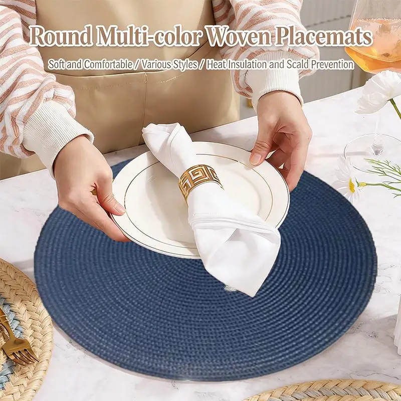 Round Placemats For Dining Table Coaster Heat-Resistant Placemats Stain Resistant Anti-Skid Washable Cotton Woven Tableware Mat
Round Placemats For Dining Table Coaster Heat-Resistant Placemats Stain Resistant Anti-Skid Washable Cotton Woven Tableware Mat