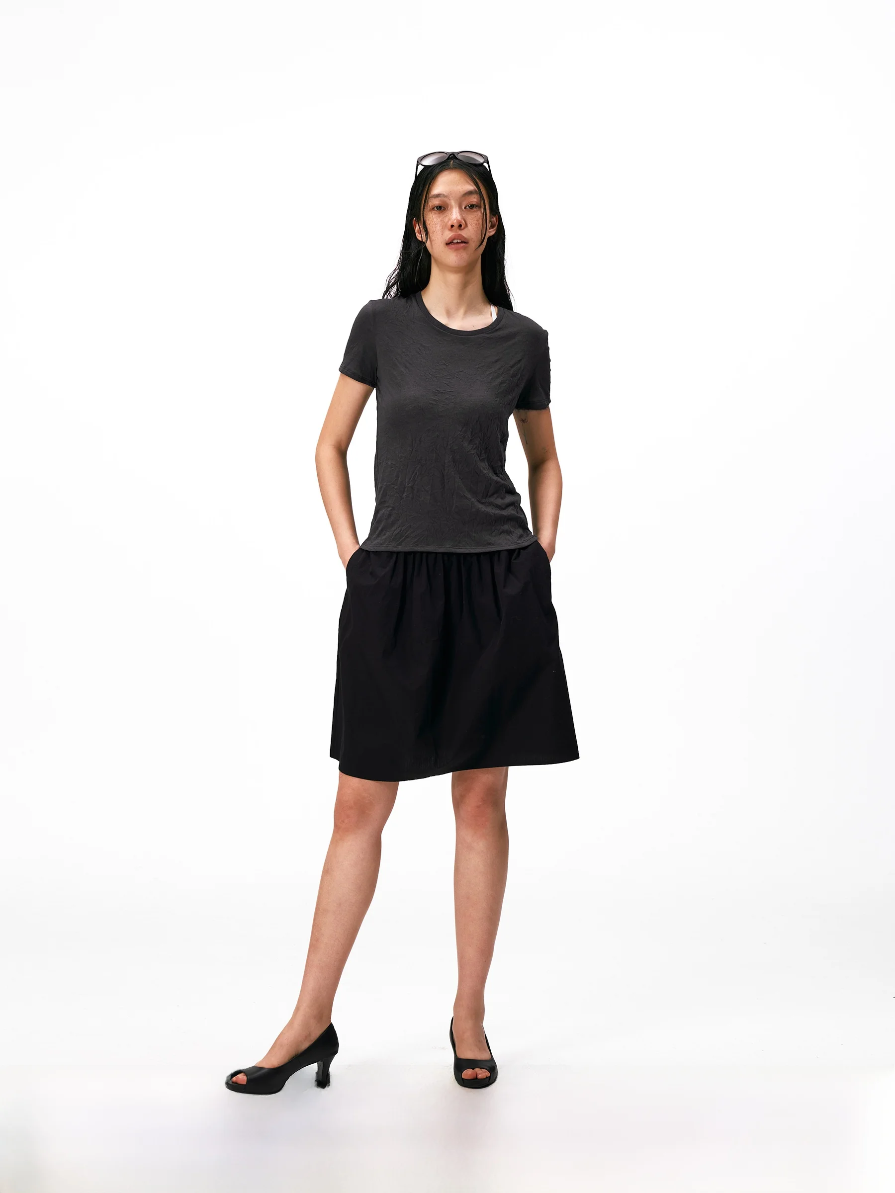 Casual Style round Neck T-Shirt Micro Loose Texture Pleated Ribbed Versatile Women's Summer Cotton Blend Short Sleeve Top
Casual Style round Neck T-Shirt Micro Loose Texture Pleated Ribbed Versatile Women's Summer Cotton Blend Short Sleeve Top