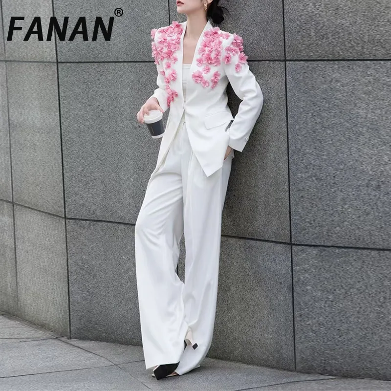 FANAN 3D Flower Design 2 Piece Set Women's Single Button Gathered Waist Blazers + High Waist Straight Pants 2026 Spring New
FANAN 3D Flower Design 2 Piece Set Women's Single Button Gathered Waist Blazers + High Waist Straight Pants 2026 Spring New
