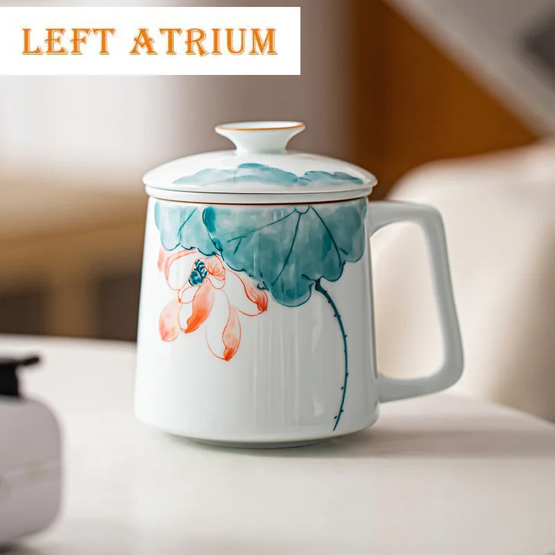 380ml Hand Drawn Lotus Filter Tea Separator Cup Elegant Tea Mug With Infuser Tea Maker Office Water Cup Teaware Ornaments Gifts
380ml Hand Drawn Lotus Filter Tea Separator Cup Elegant Tea Mug With Infuser Tea Maker Office Water Cup Teaware Ornaments Gifts