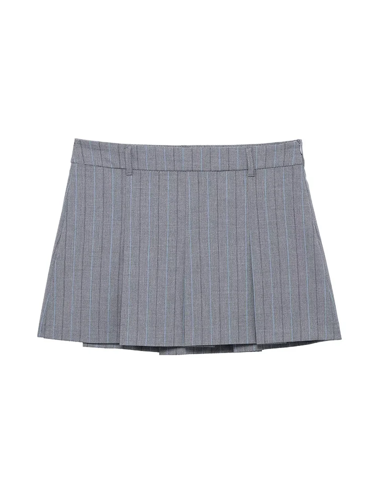 Willshela Women Fashion Grey Striped Pleated Side Zipper A-Line Mini Skirt Vintage High Waist Female Chic Lady Skirts
Willshela Women Fashion Grey Striped Pleated Side Zipper A-Line Mini Skirt Vintage High Waist Female Chic Lady Skirts