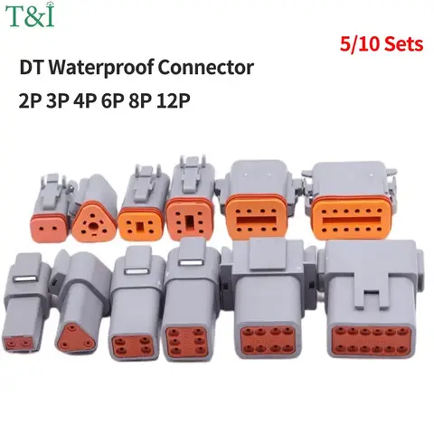 5/10/20Sets Deutsch DT Wasserdichten Stecker Elektrische Draht Buchse Stecker Für Auto 2P/3P/4P/6P/8P Kit Box Anzug DT06-4S DT04-2P DT06