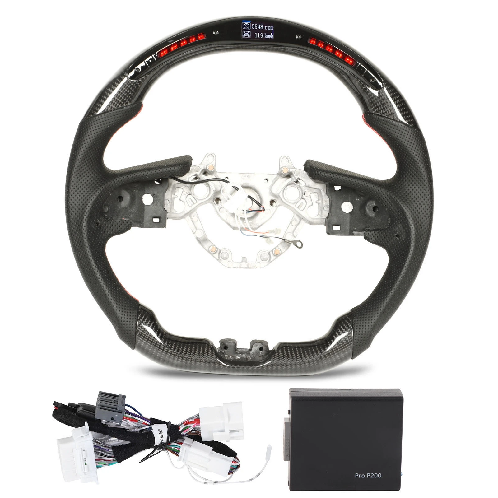 Carbon Fiber LED Display Shift Lights Steering Wheel Perforated Leather For Nissan GT-R R35 2017-2023
Carbon Fiber LED Display Shift Lights Steering Wheel Perforated Leather For Nissan GT-R R35 2017-2023