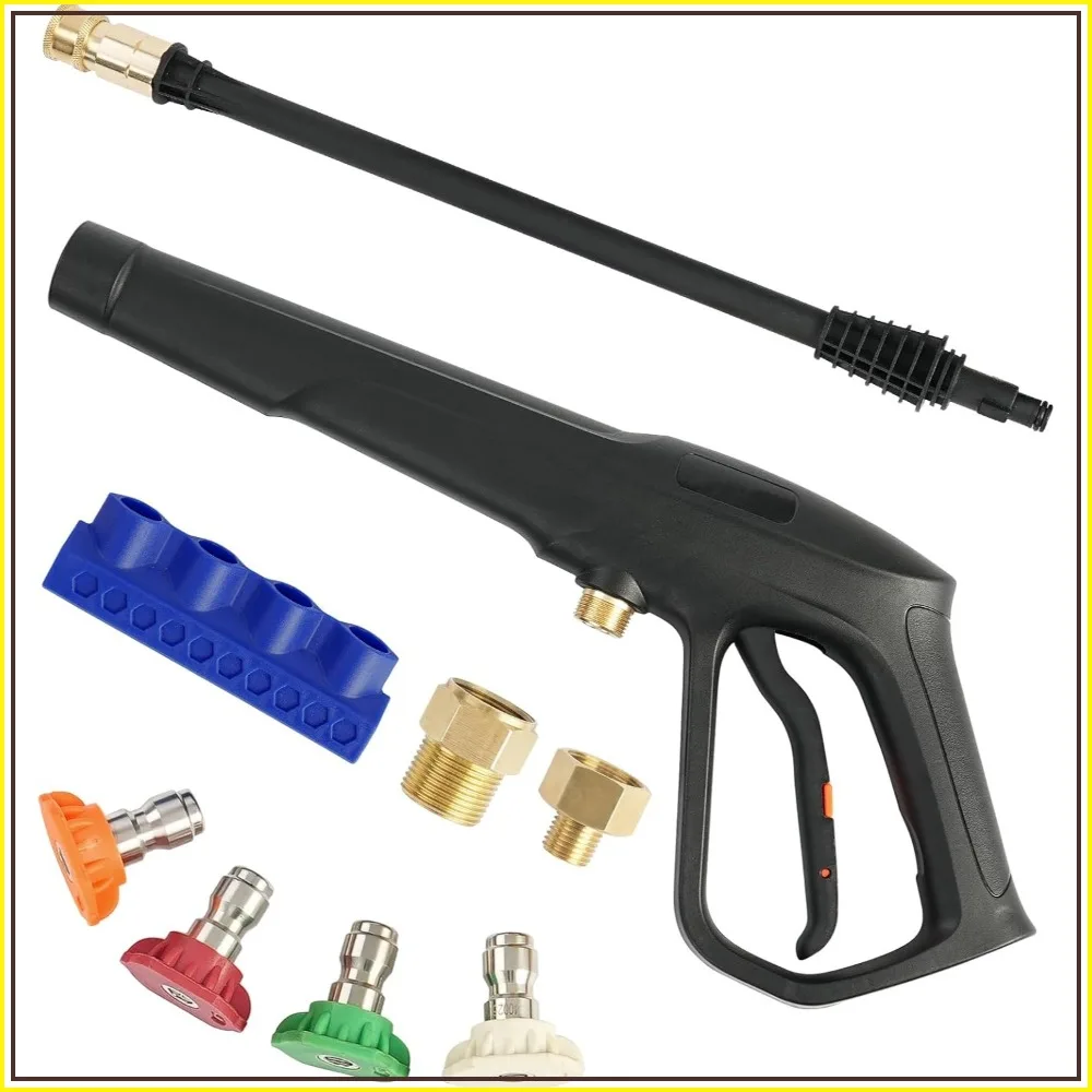 High Pressure Washer Gun Set 2320PSI Max, 5000PSI Burst, M22-14mm & M22-15mm, 4 Stainless Steel Nozzle Tips + Holder
High Pressure Washer Gun Set 2320PSI Max, 5000PSI Burst, M22-14mm & M22-15mm, 4 Stainless Steel Nozzle Tips + Holder