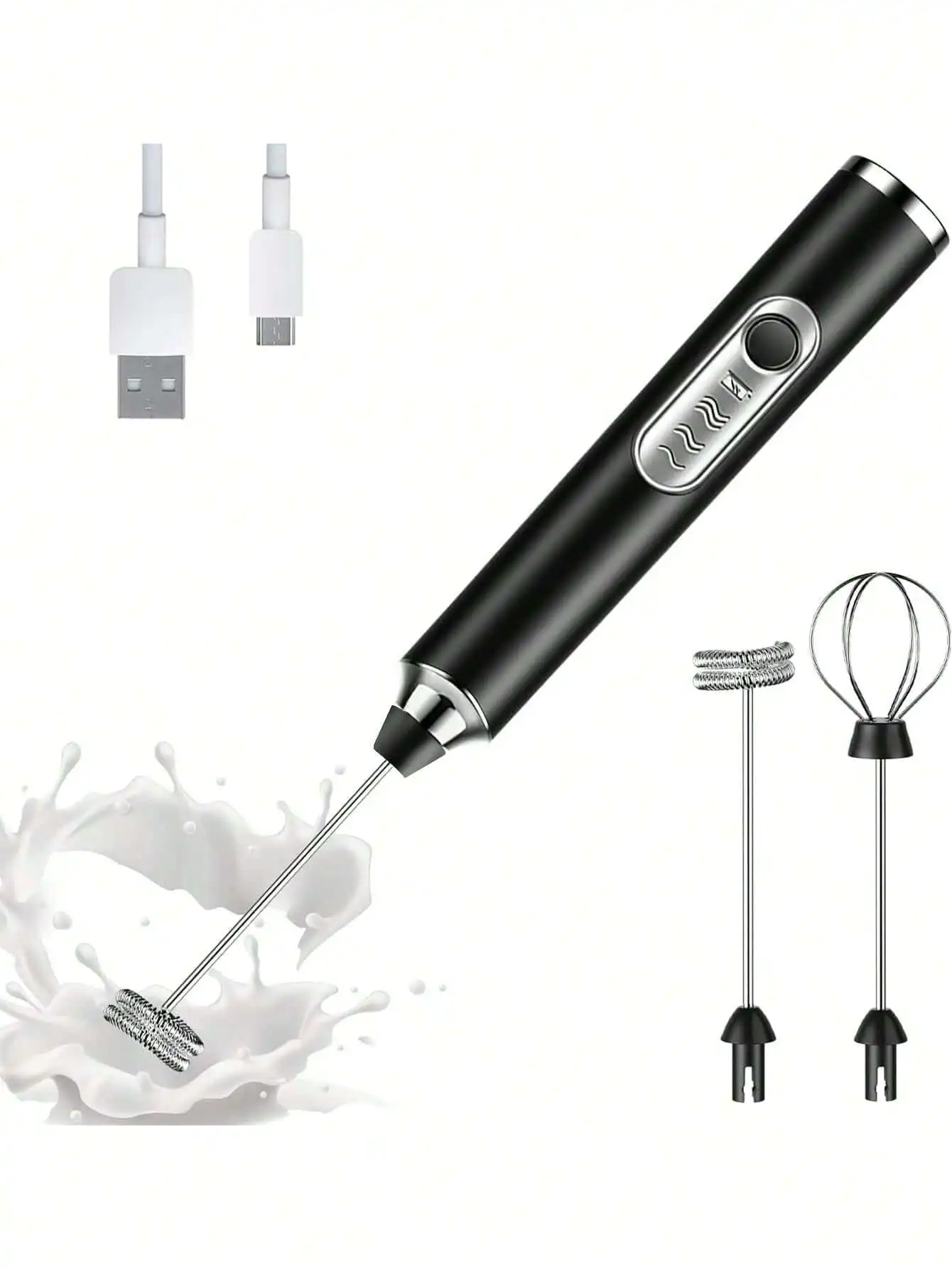 1PC White Handheld Electric Milk Frother, 3‑Speed Electric Coffee Mixer Whisk With 2 Replaceable Stainless Steel Stirrers, USB Rechargeable Foam Maker For Coffee Latte Cappuccino Hot Chocolate
1PC White Handheld Electric Milk Frother, 3‑Speed Electric Coffee Mixer Whisk With 2 Replaceable Stainless Steel Stirrers, USB Rechargeable Foam Maker For Coffee Latte Cappuccino Hot Chocolate