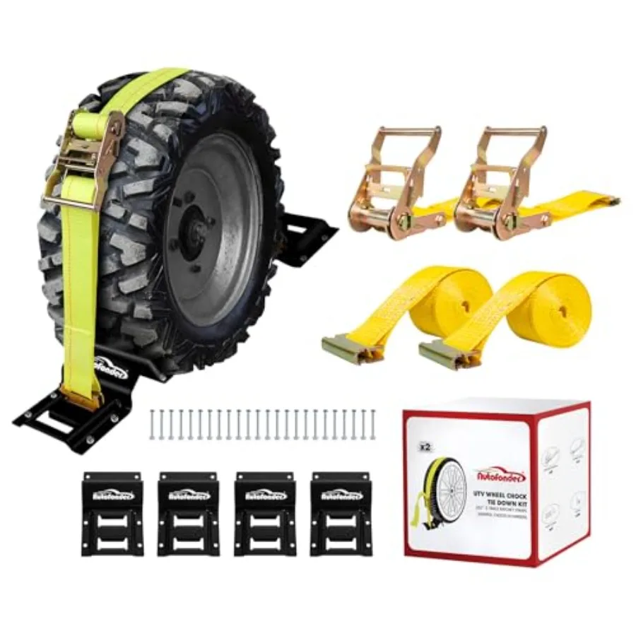 Wheel Chock Tie Down Kit 4500lb Break Strength Heavy Duty Trailer Tire Straps System for ATV UTV Lawn Mower and More - Ratchet
Wheel Chock Tie Down Kit 4500lb Break Strength Heavy Duty Trailer Tire Straps System for ATV UTV Lawn Mower and More - Ratchet