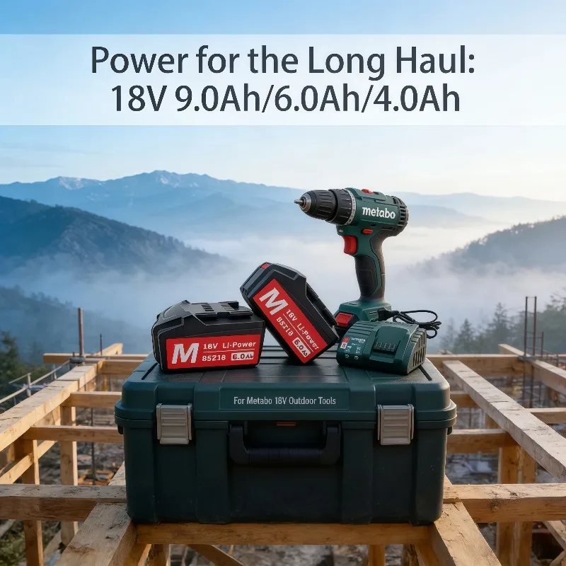 18V 9.0Ah/6.0Ah/4.0Ah high-performance lithium battery is the ideal energy partner for Metabo 18V tools.
18V 9.0Ah/6.0Ah/4.0Ah high-performance lithium battery is the ideal energy partner for Metabo 18V tools.