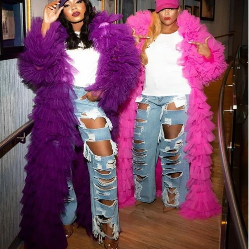 Fluffy Women Robe Blouse Tulle Tiered Long Sleeve Floor Length Shirt Blouse Women Formal Party Jacket Long Custom
Fluffy Women Robe Blouse Tulle Tiered Long Sleeve Floor Length Shirt Blouse Women Formal Party Jacket Long Custom