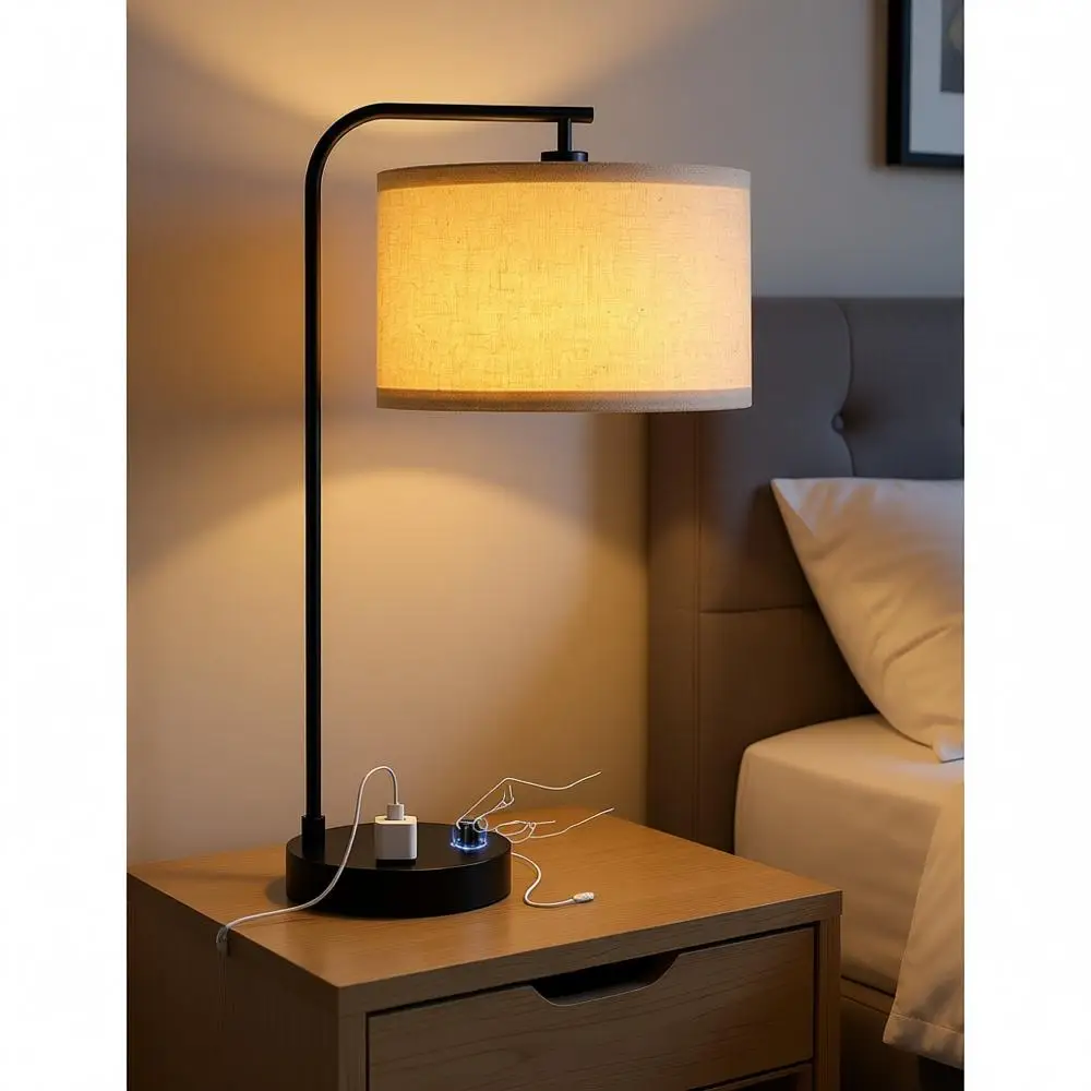 Tall Table Lamp with USB Port and Outlet, Dimmable Nightstand Bedside Lamps with Linen Lampshade, Desk Lamp or Bedroom, Living R
Tall Table Lamp with USB Port and Outlet, Dimmable Nightstand Bedside Lamps with Linen Lampshade, Desk Lamp or Bedroom, Living R