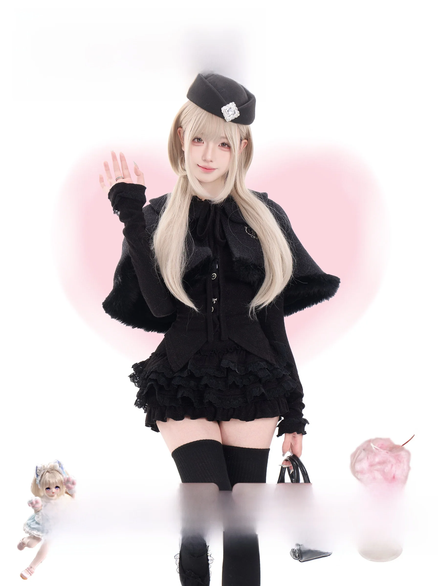 Комплект из вязаного топа и юбки в готическом стиле для девочек, с кружевным дизайном, из бархатного материала, в стиле «орт кот стенд фит лоу мисс бла»
Комплект из вязаного топа и юбки в готическом стиле для девочек, с кружевным дизайном, из бархатного материала, в стиле «орт кот стенд фит лоу мисс бла»