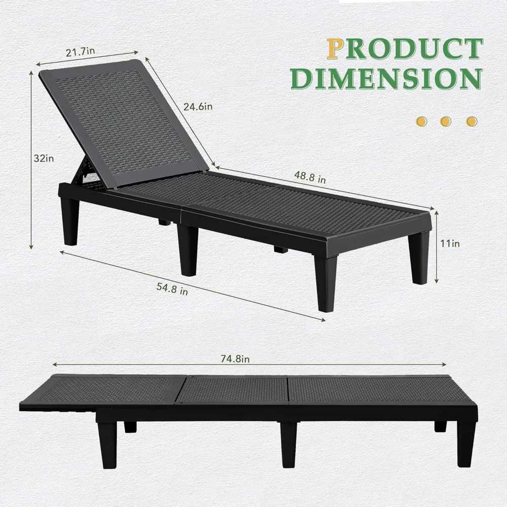 Patio Chaise Lounge Chair Set of 2 Outdoor PE Waterproof Adjustable Easy Assembly Lounge Chairs, Customized
Patio Chaise Lounge Chair Set of 2 Outdoor PE Waterproof Adjustable Easy Assembly Lounge Chairs, Customized