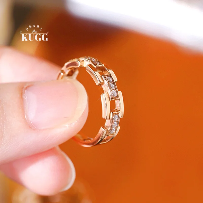 KUGG 100% 18K Rose Gold Rings Fashion Chain Design 0.20carat Real Natural Diamond Engagement Ring for Women High Wedding Jewelry
KUGG 100% 18K Rose Gold Rings Fashion Chain Design 0.20carat Real Natural Diamond Engagement Ring for Women High Wedding Jewelry