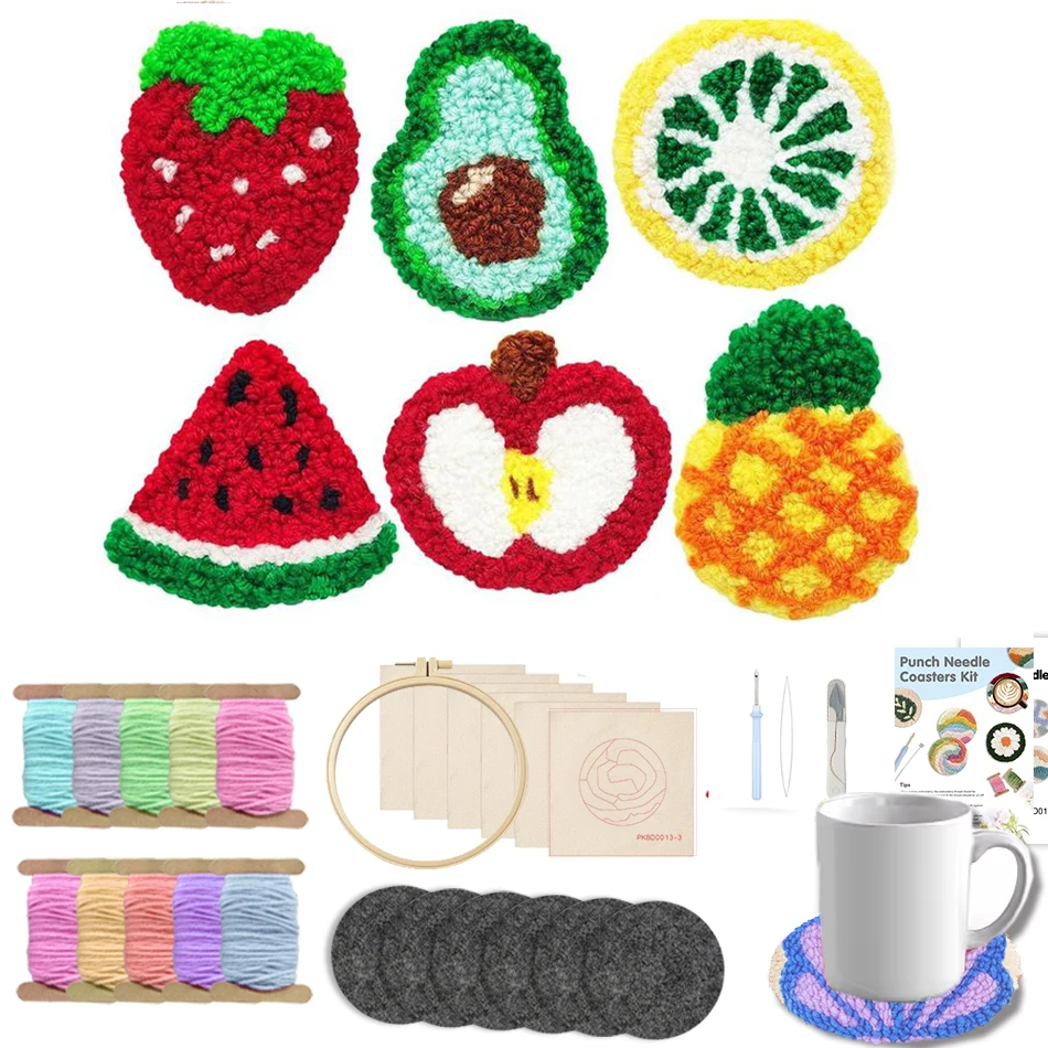 6Pcs Fruit Pattern Punch Needle Embroidery Coaster Kit For Beginners Handmade Embroidery Set DIY Craft Room Decoration Gift
6Pcs Fruit Pattern Punch Needle Embroidery Coaster Kit For Beginners Handmade Embroidery Set DIY Craft Room Decoration Gift
