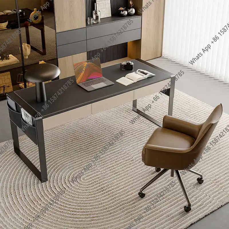 Italian minimalist desk home study desk solid wood modern high-end saddle leather writing computer desk
Italian minimalist desk home study desk solid wood modern high-end saddle leather writing computer desk