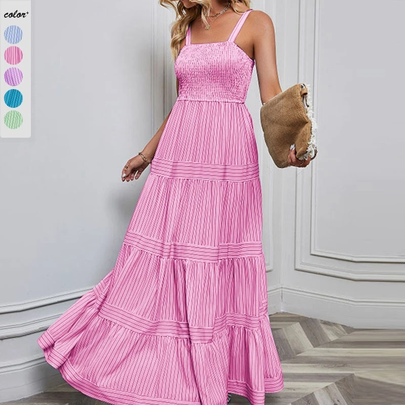 Stripe Spaghetti Strap Dresses Women Spring Summer Fashion Casual Vacation Loose Sleeveless Long Dress A-line Vestidos
Stripe Spaghetti Strap Dresses Women Spring Summer Fashion Casual Vacation Loose Sleeveless Long Dress A-line Vestidos