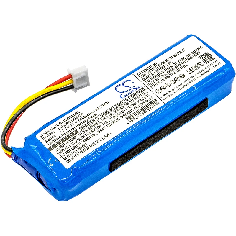 Li-Polymer Speaker Battery for JBL, 3.7V, 6000mAh, Compatible Models: Charge
Li-Polymer Speaker Battery for JBL, 3.7V, 6000mAh, Compatible Models: Charge