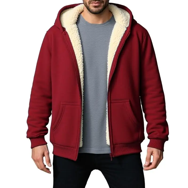 652F Winter Fleece Lined Zip Up For Men With Hood Thick Insulated Coat Windproof Outdoor Activity Wear Cold
652F Winter Fleece Lined Zip Up For Men With Hood Thick Insulated Coat Windproof Outdoor Activity Wear Cold