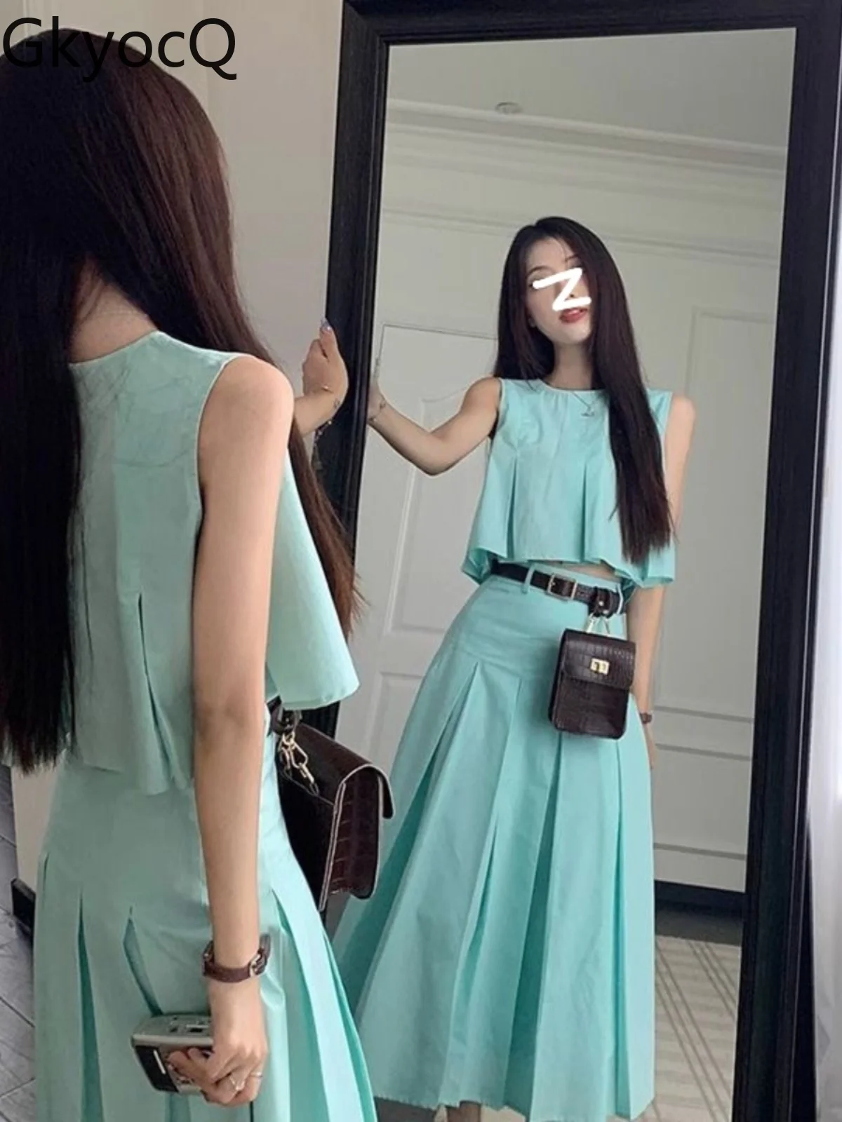 GkyocQ Korean Fashion Green Color Two Piece Skirt Sets Niche Design Sleeveless Short Vest + High Waist Slim A Line Pleated Skirt
GkyocQ Korean Fashion Green Color Two Piece Skirt Sets Niche Design Sleeveless Short Vest + High Waist Slim A Line Pleated Skirt